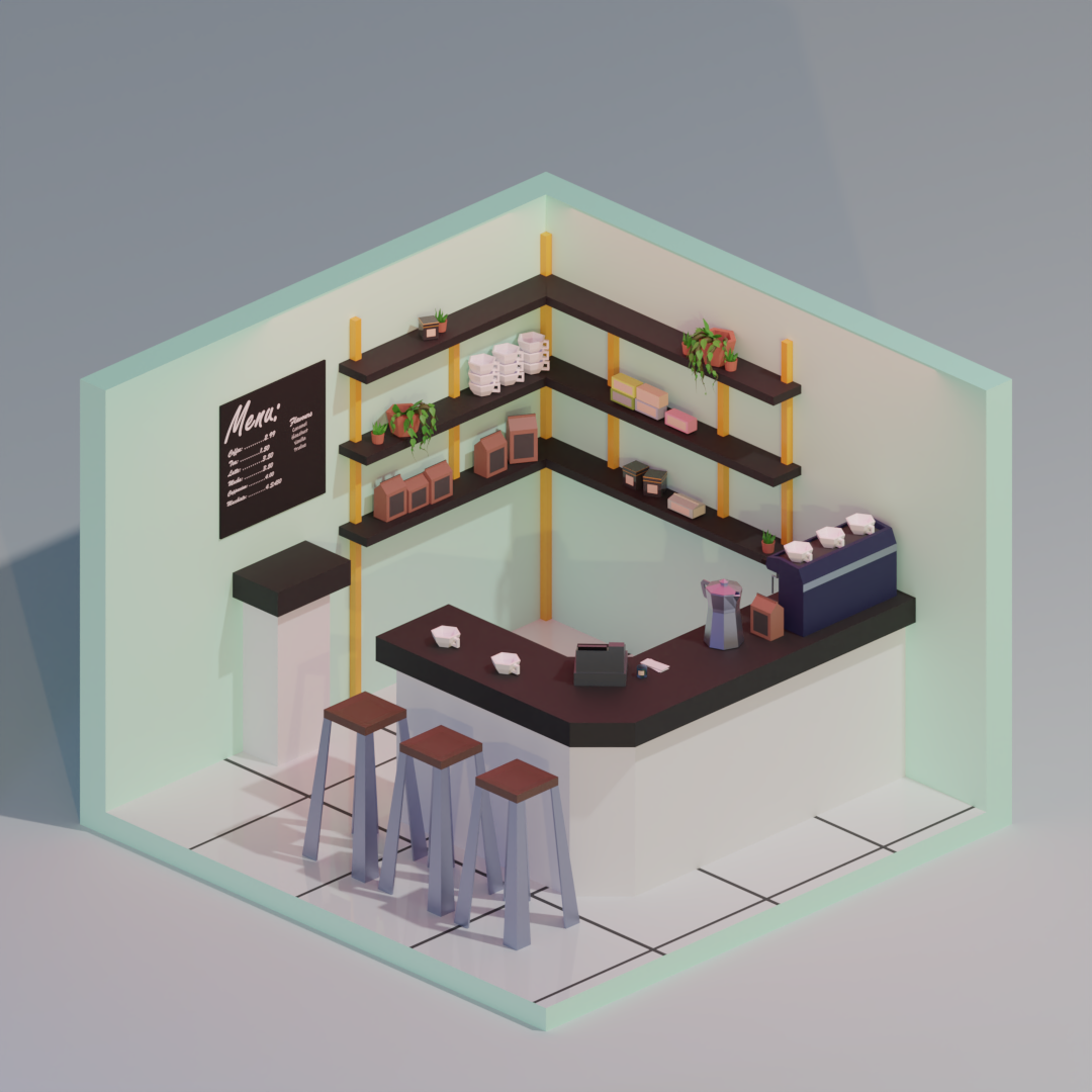 Cute low-poly cafe - image 1 - student project