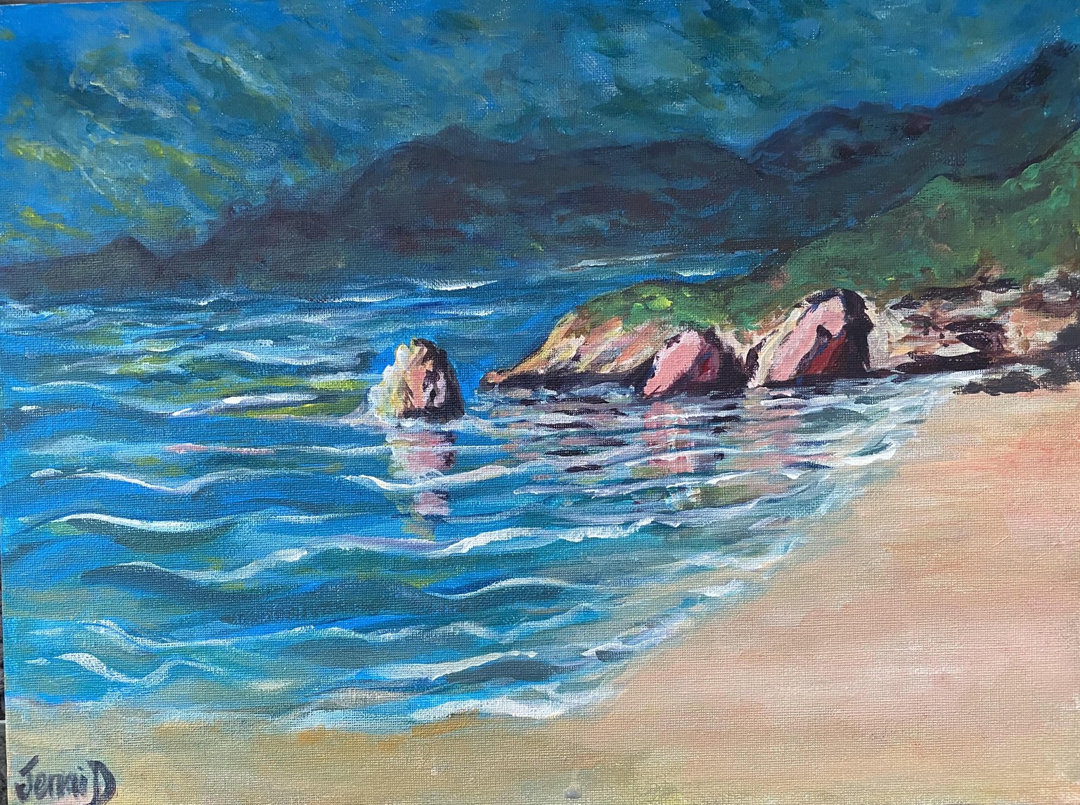 Seascape acrylic - image 1 - student project