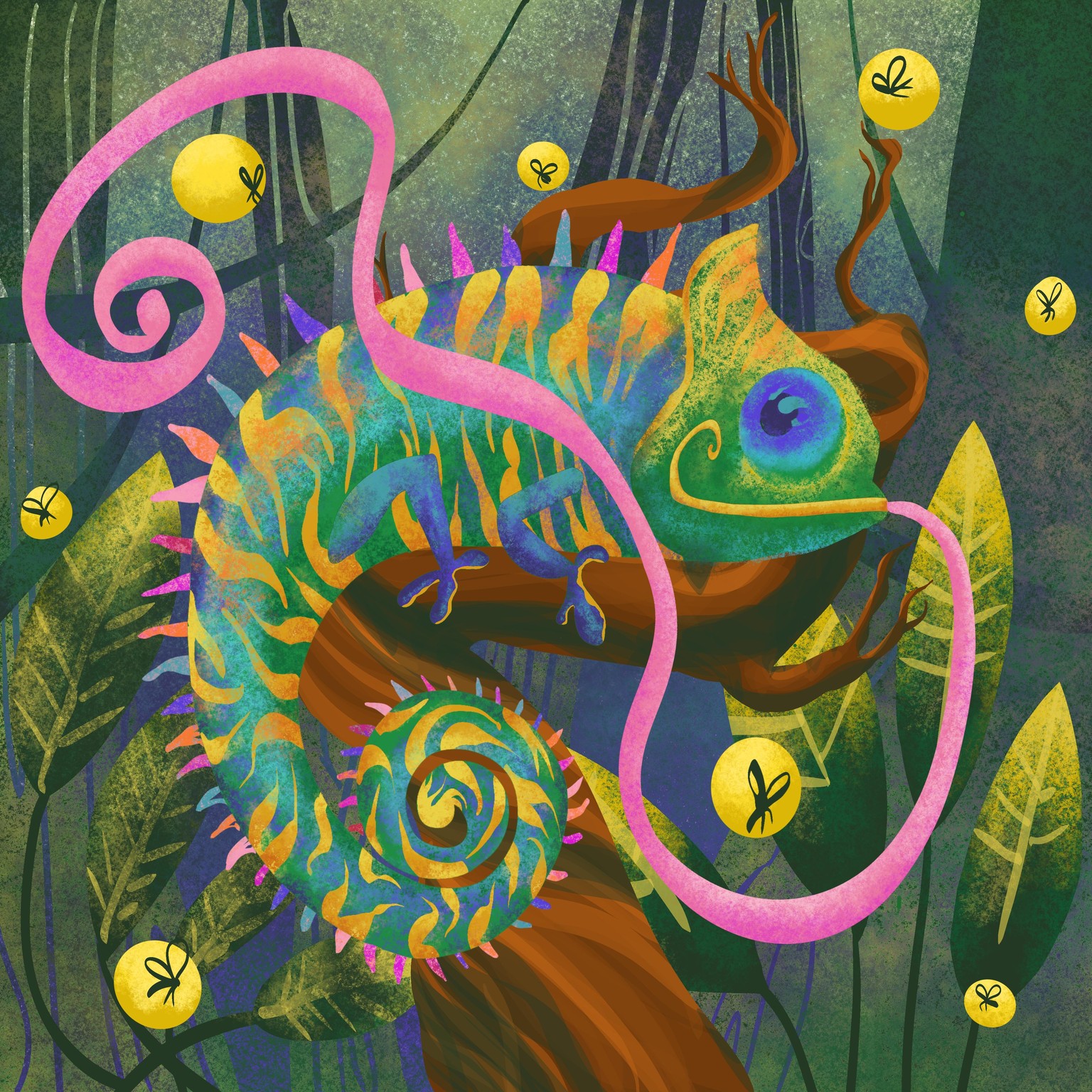 Chameleon catching Fire flies - image 1 - student project