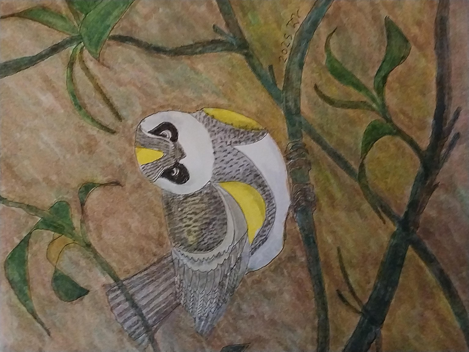 Warbler with watercolor markers - image 3 - student project