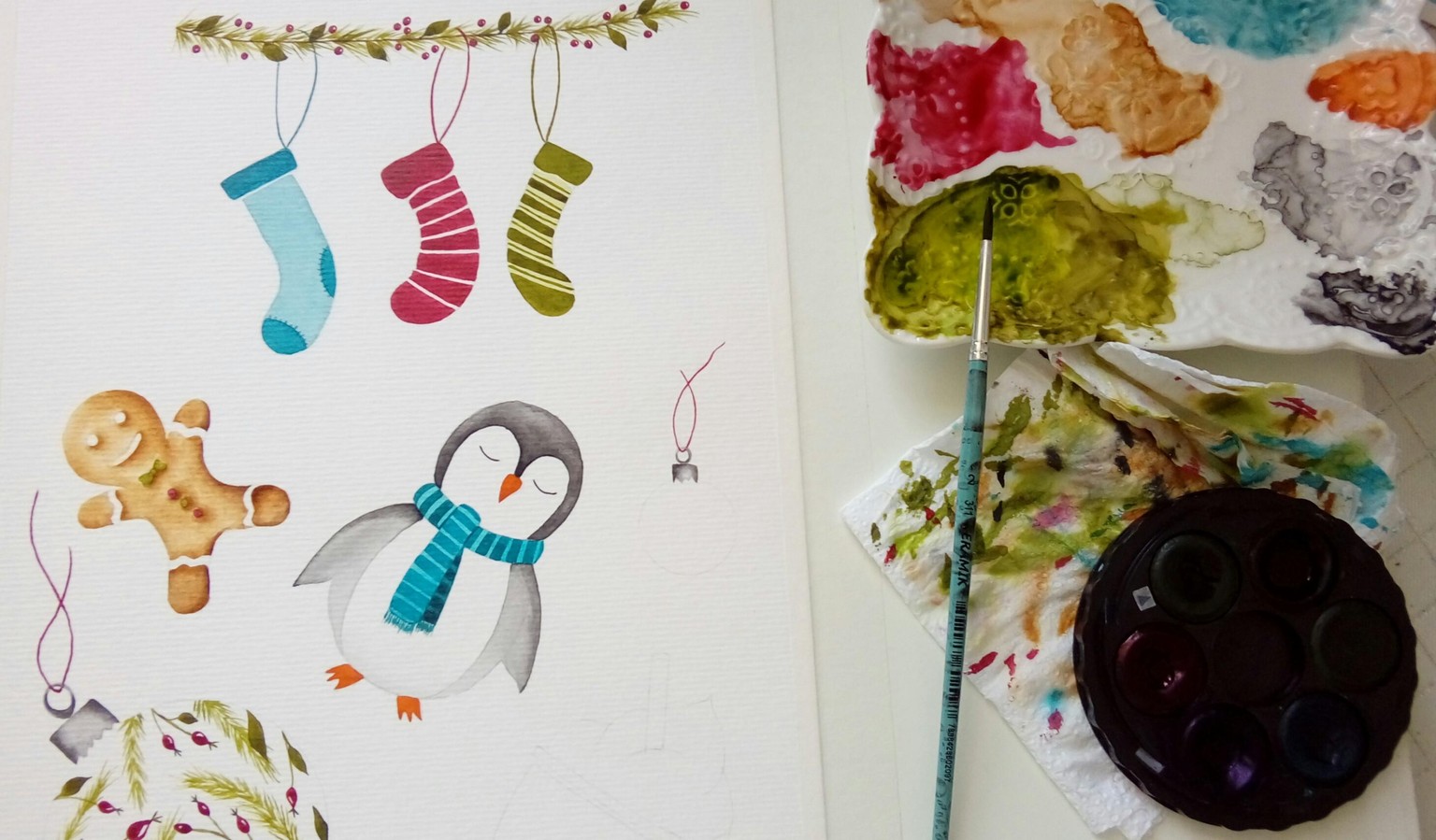 Fun & Easy Winter Watercolor Projects - image 5 - student project