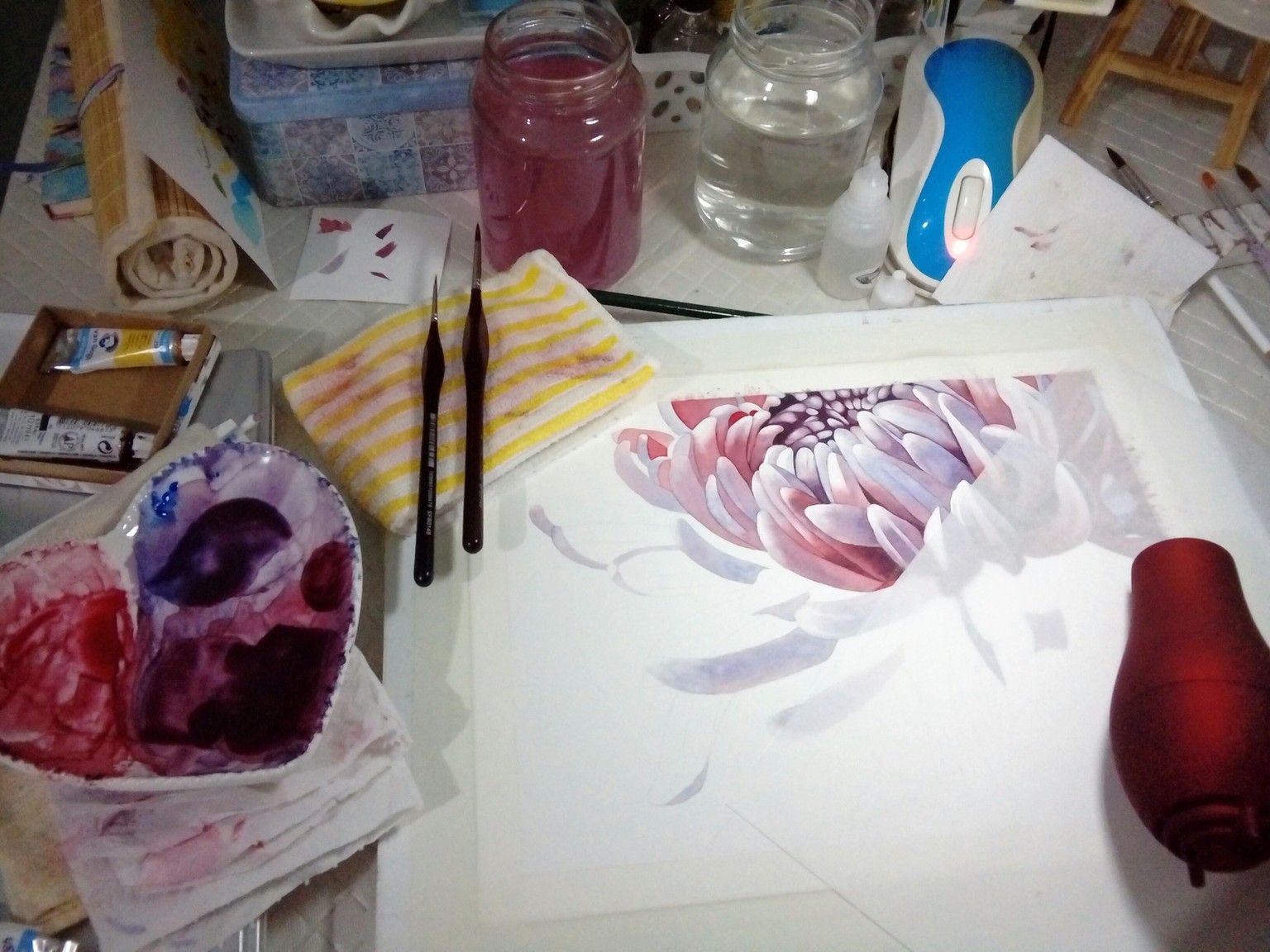Watercolor Chrysanthemum - image 4 - student project