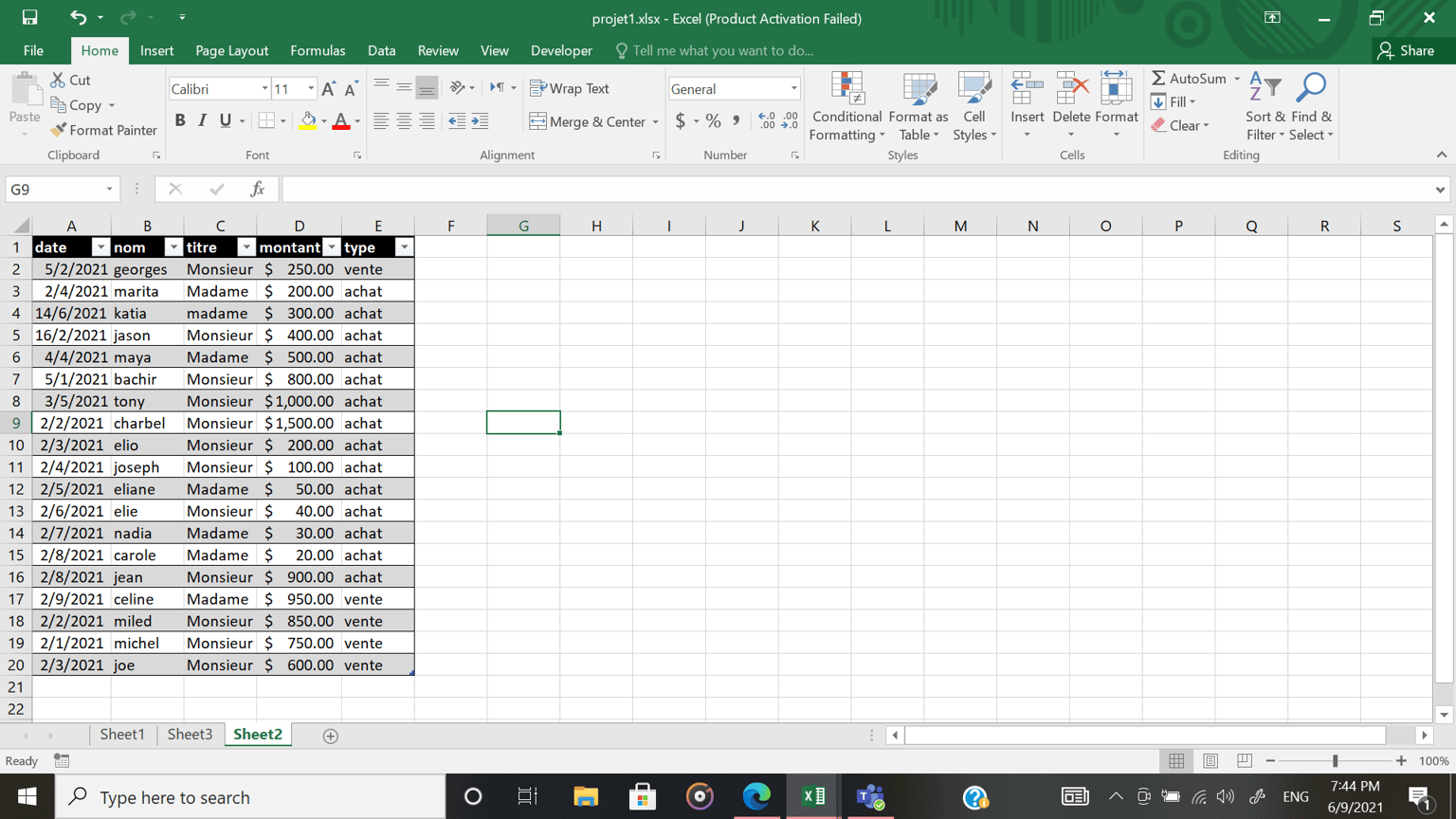 Excel - image 2 - student project
