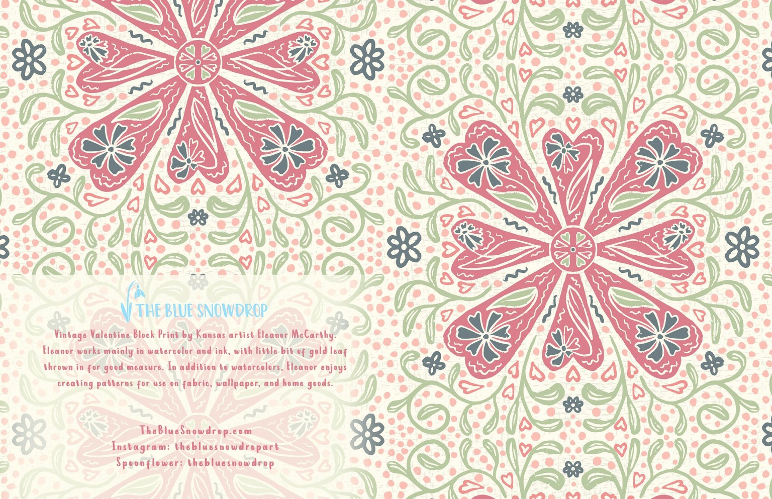 Vintage Valentine Block Print Greeting Card - image 1 - student project