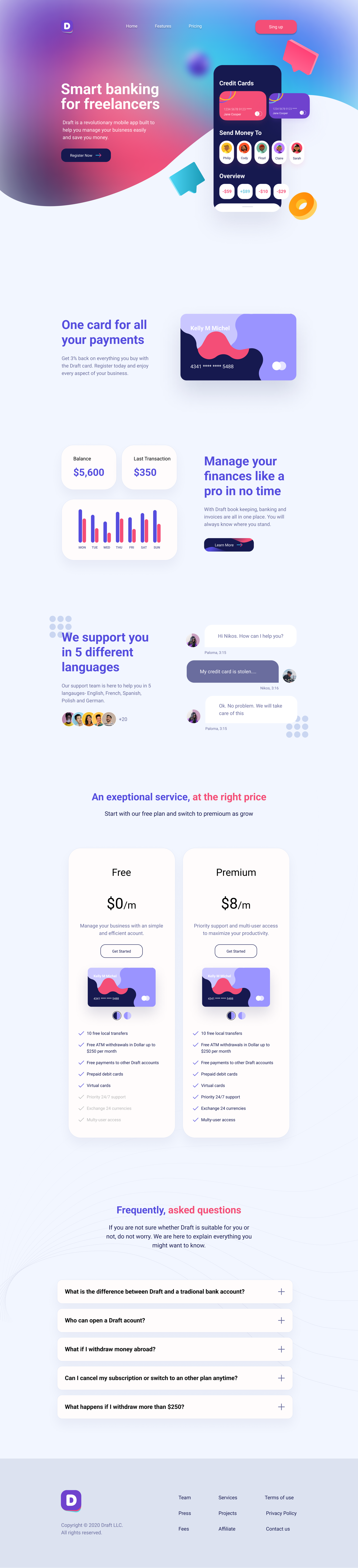 Landing page for mobile app - image 1 - student project