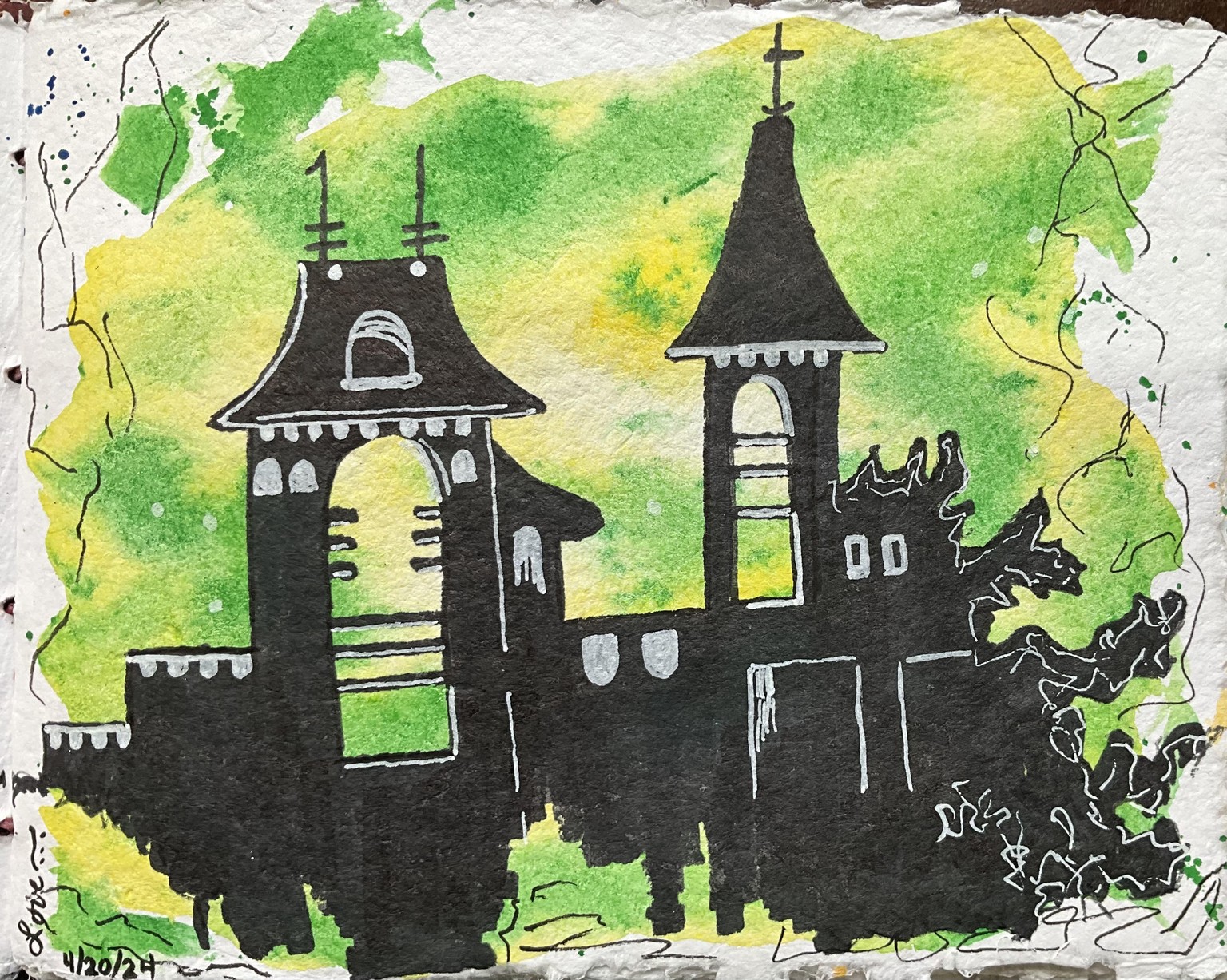 Urban silhouette watercolor sketches - image 6 - student project