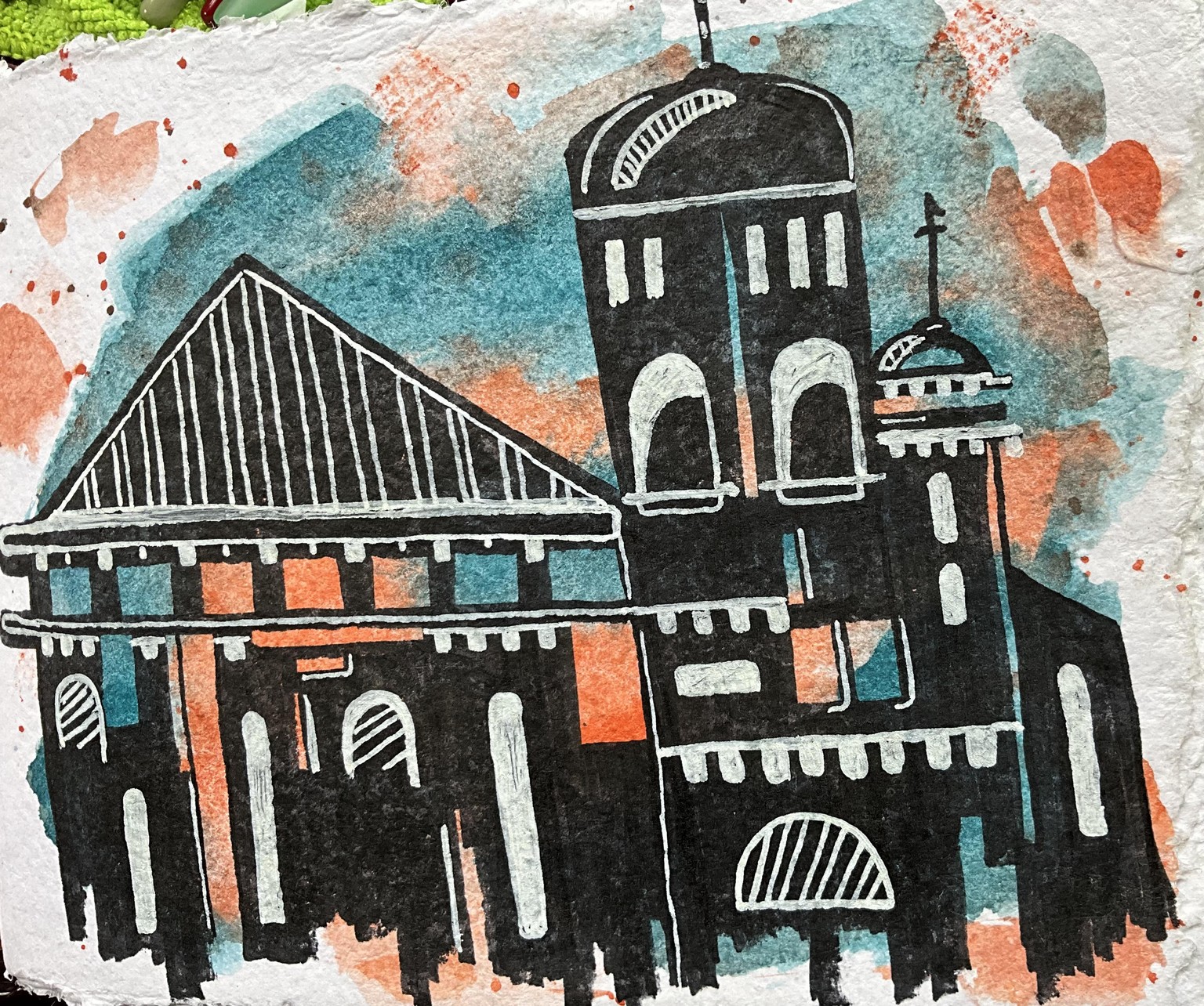 Urban silhouette watercolor sketches - image 9 - student project