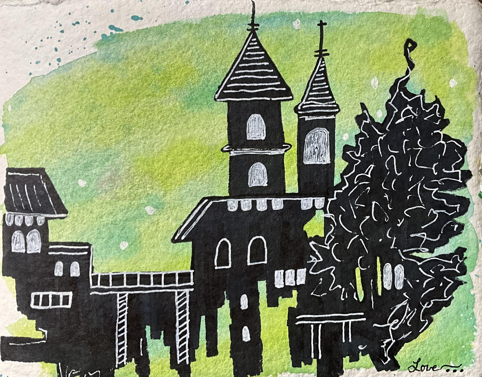 Urban silhouette watercolor sketches - image 4 - student project