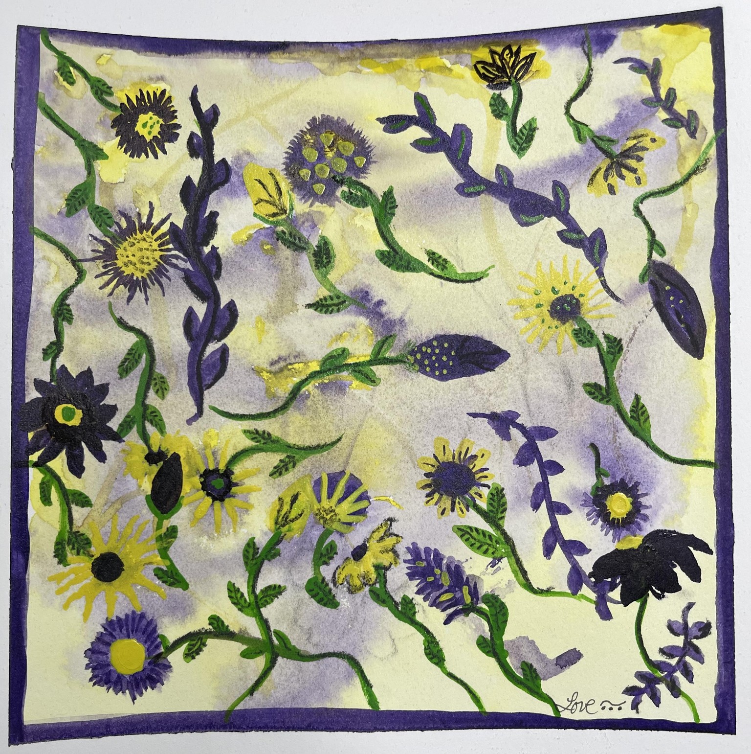 Charcoal & Watercolor Floral Pattern - image 1 - student project