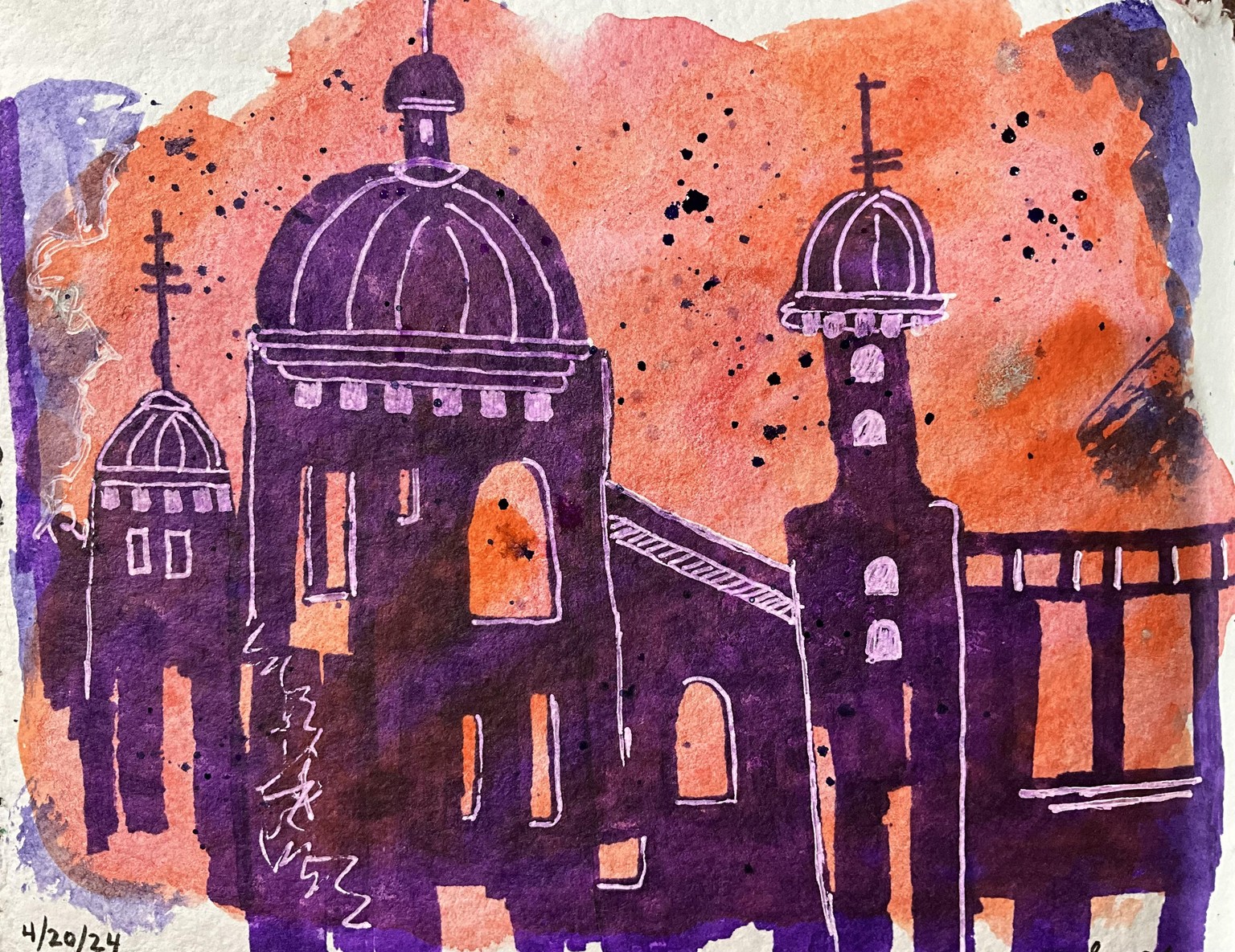 Urban silhouette watercolor sketches - image 3 - student project