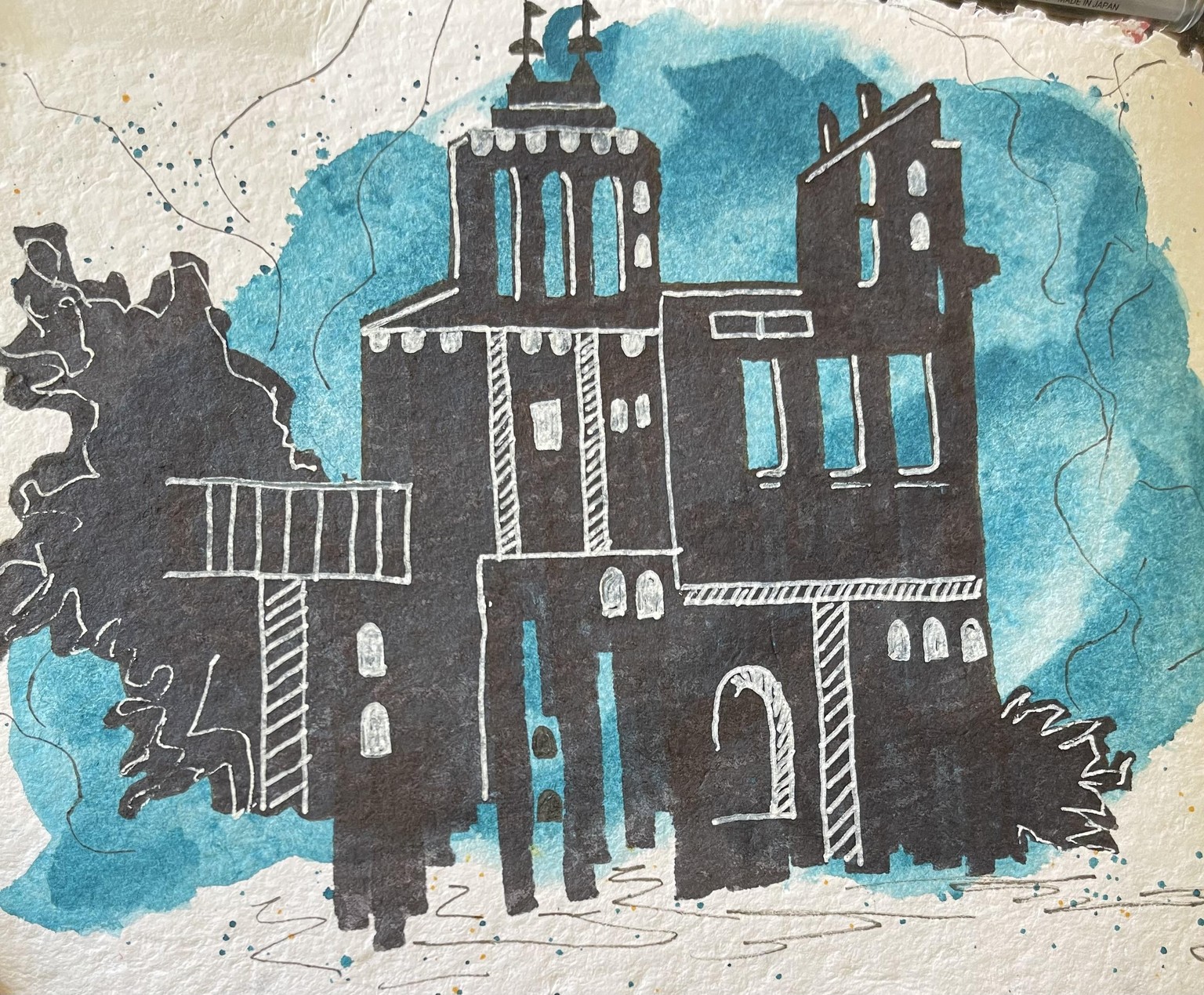 Urban silhouette watercolor sketches - image 1 - student project