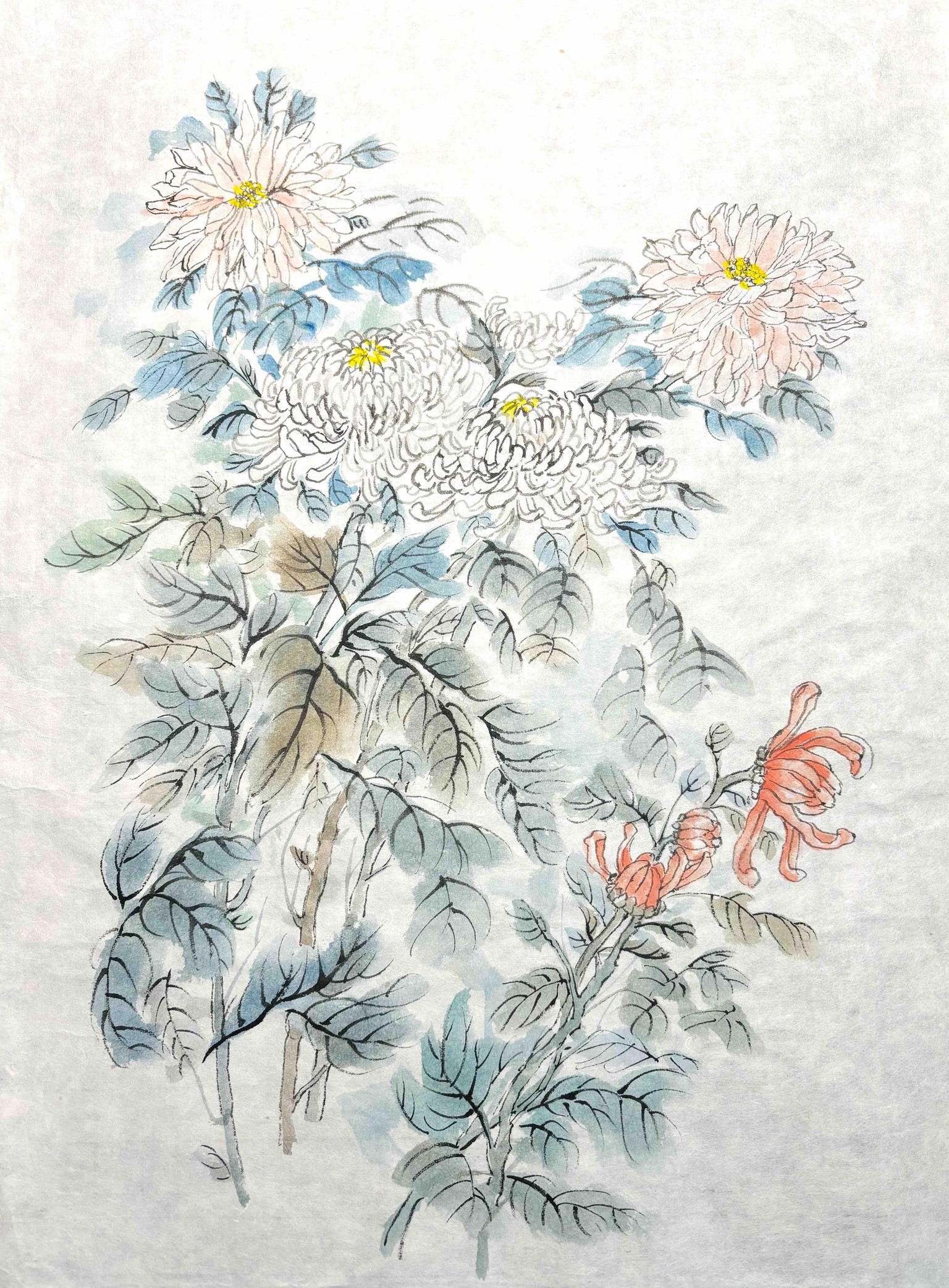 Chrysanthemum Chinese Painting - image 1 - student project