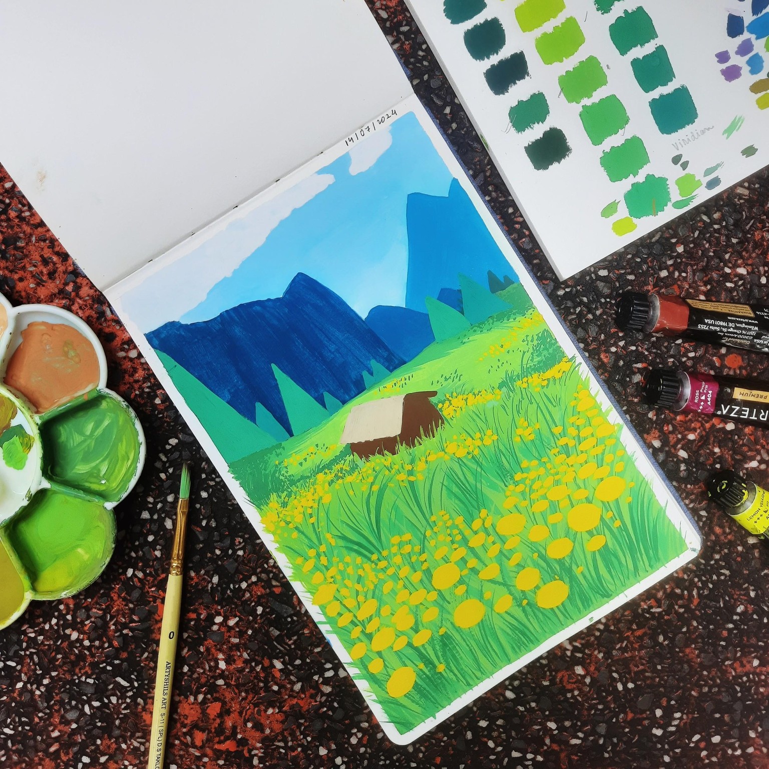 Simple Gouache Landscapes - image 2 - student project