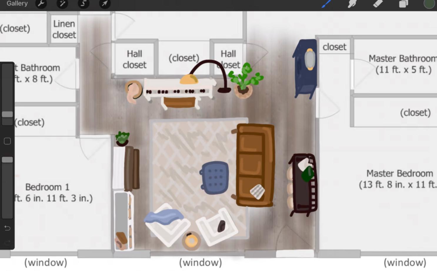 Living Room - Original sketch included. - image 2 - student project