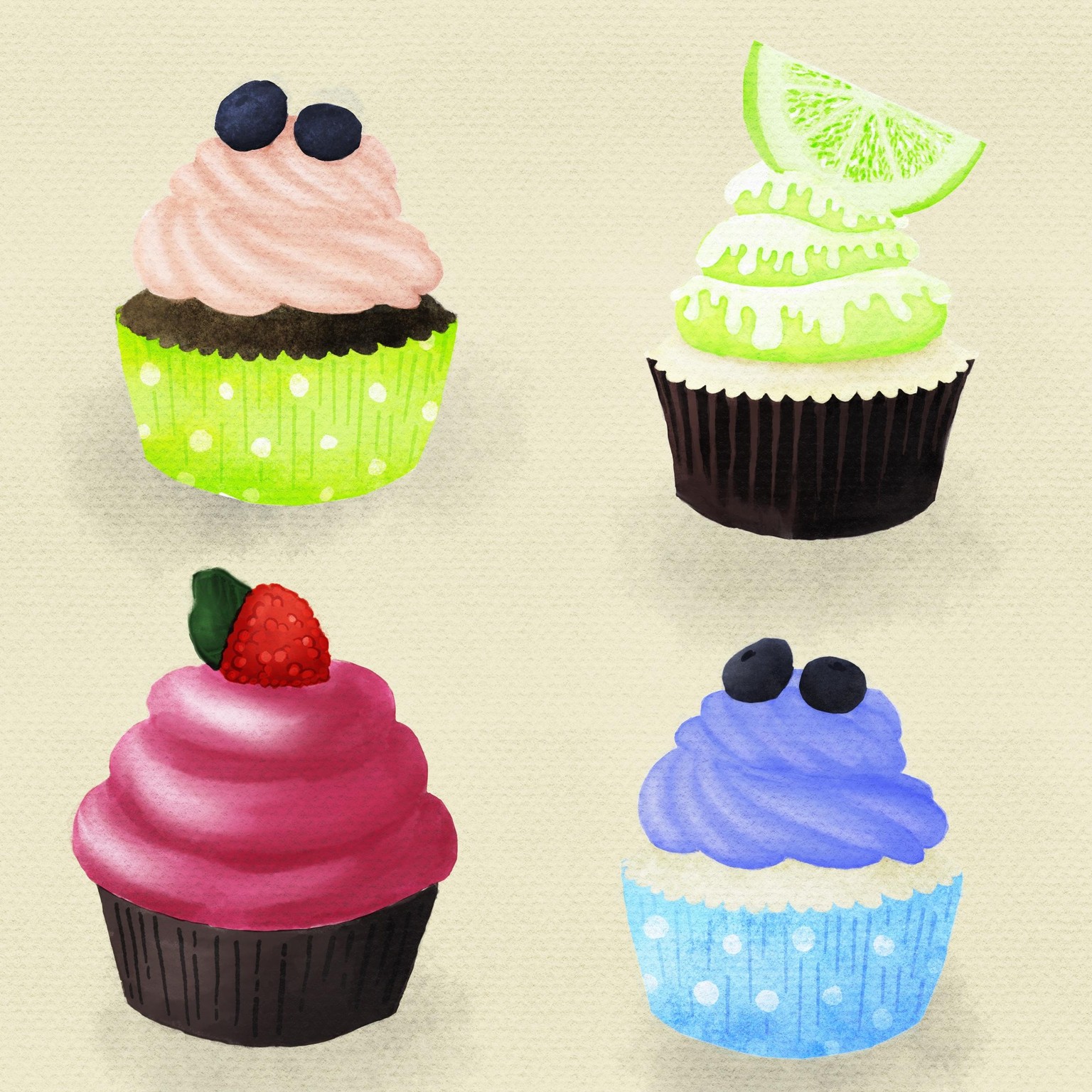 Watercolored Cupcakes - image 2 - student project