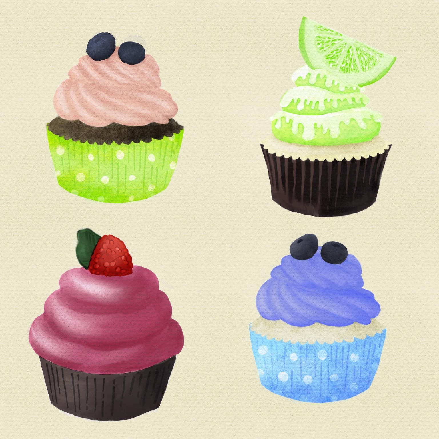 Watercolored Cupcakes - image 1 - student project