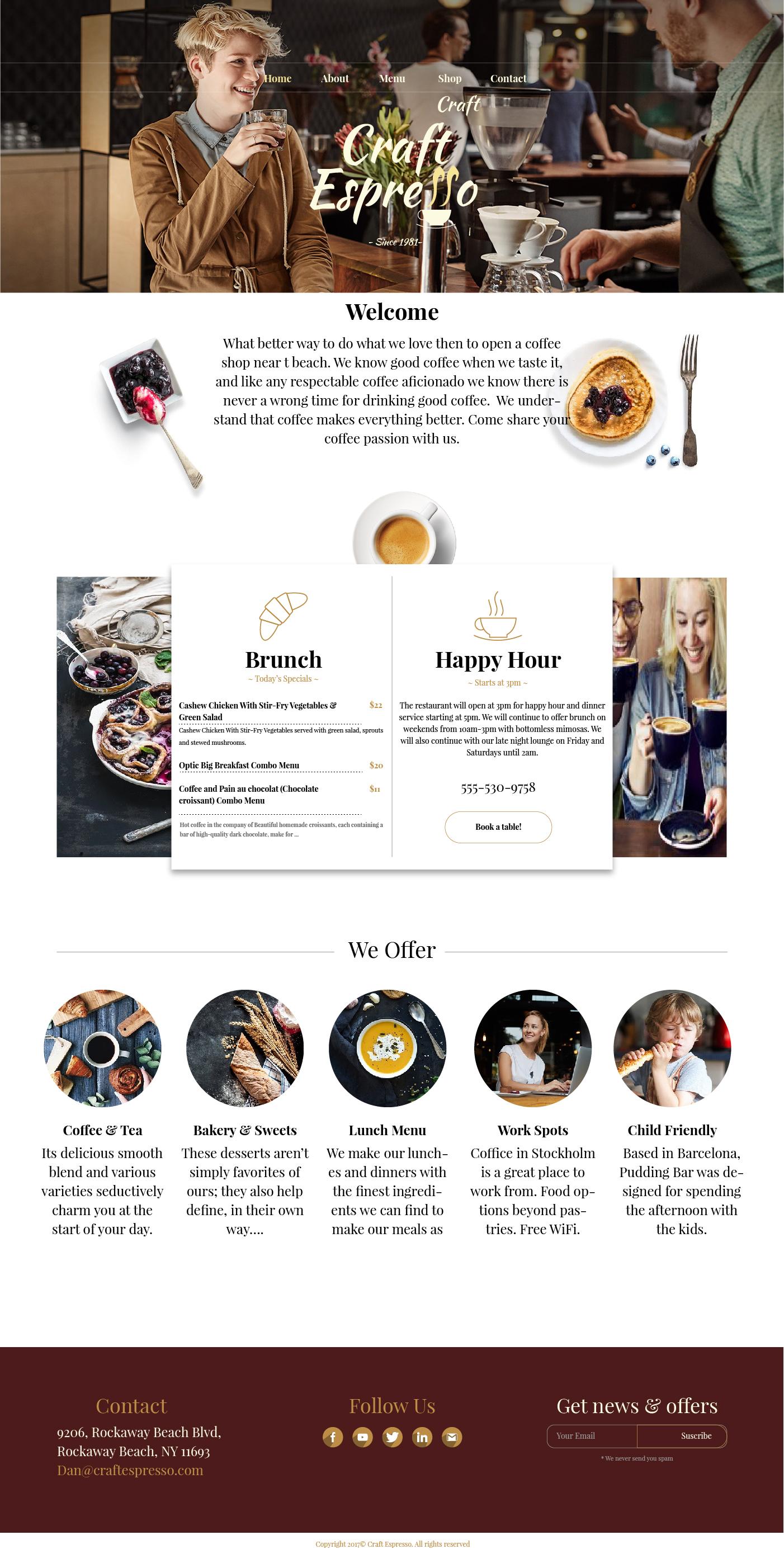 Craft Espresso Cafe Responsive Website - image 1 - student project