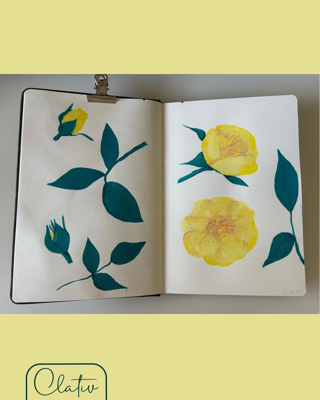 Gouache yellow Rose - image 2 - student project