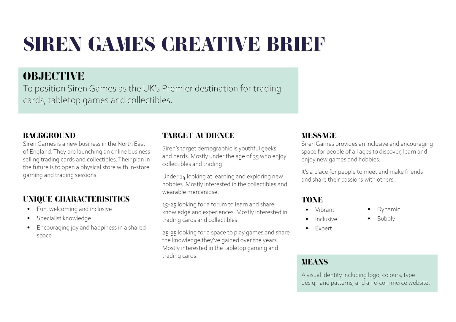 Creative Brief for Siren Games - image 1 - student project