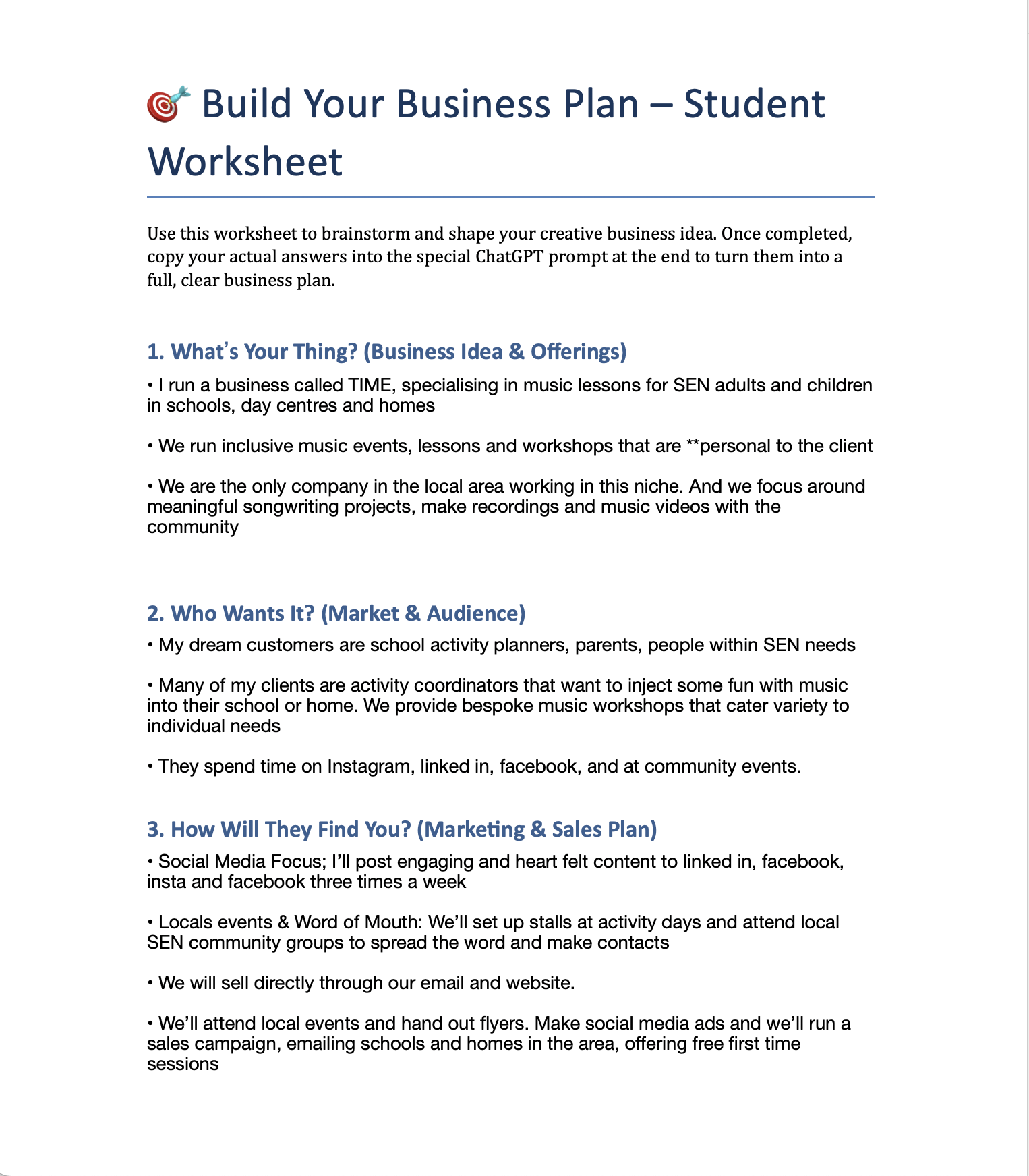 My Business plan - image 1 - student project