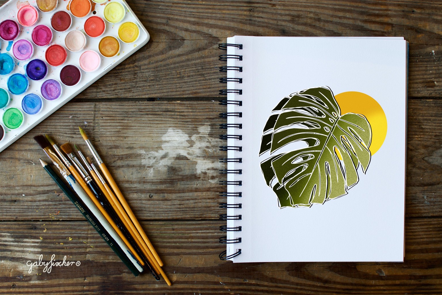My first botanical line drawing after Monstera - Magnolia - image 1 - student project