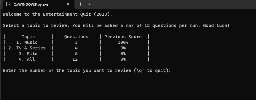Entertainment Quiz 2023 - image 1 - student project