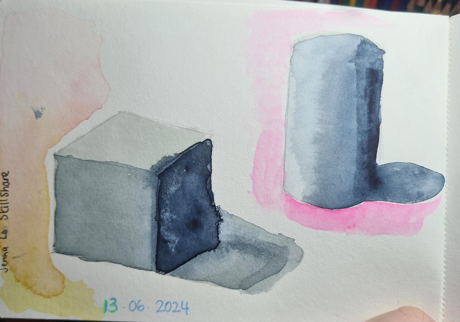 3D shapes in watercolor practice - image 2 - student project