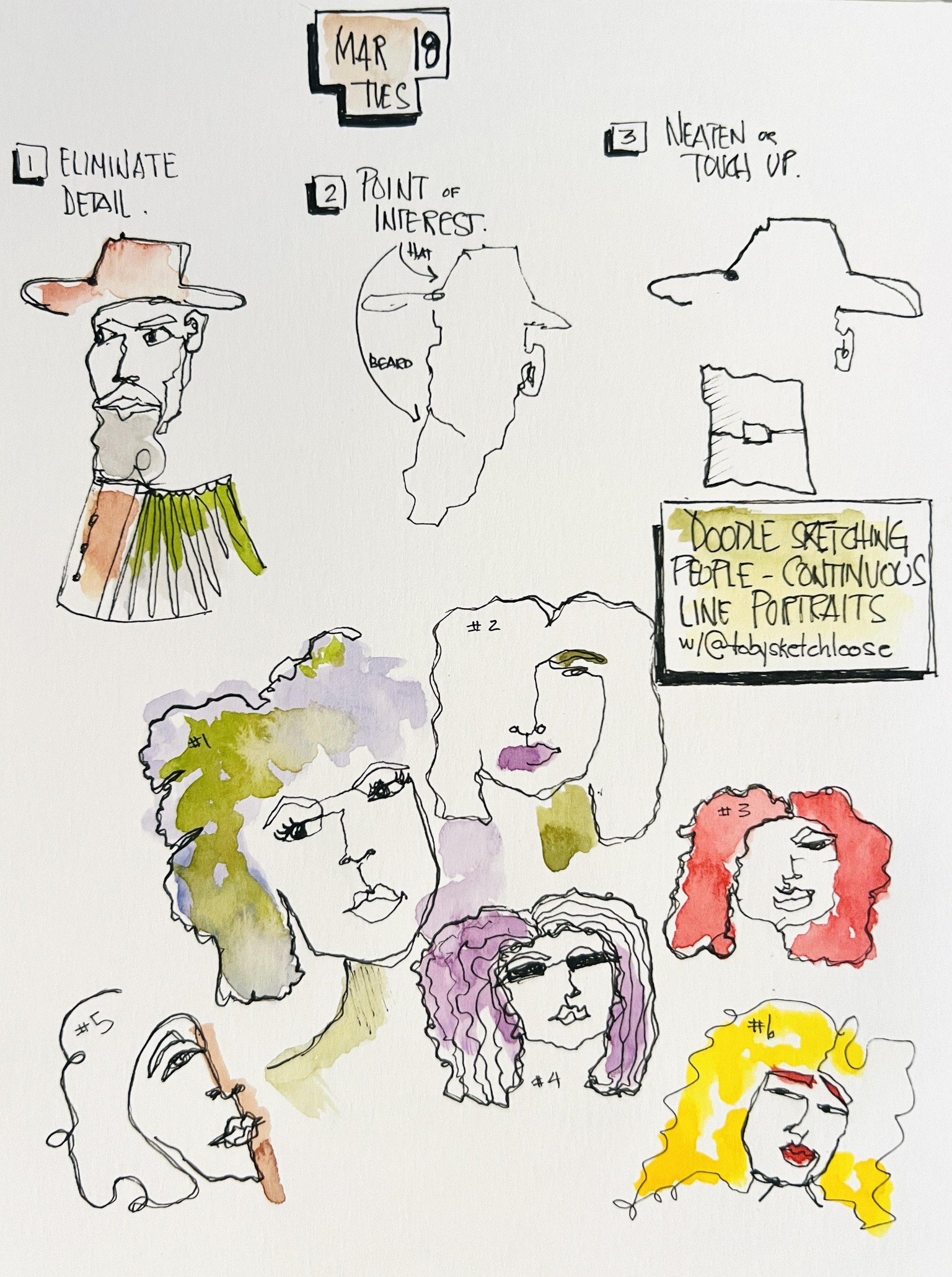Continuous line sketching: Faces - image 1 - student project