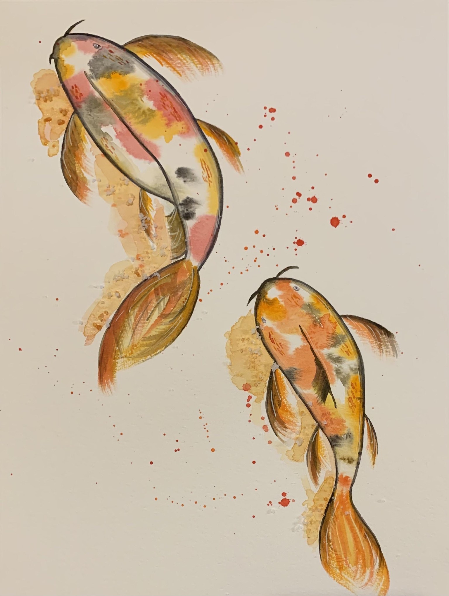 koi fish with regular watercolor - image 1 - student project