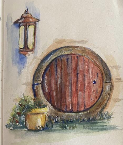Watercolor pencils: hobbit door - image 1 - student project