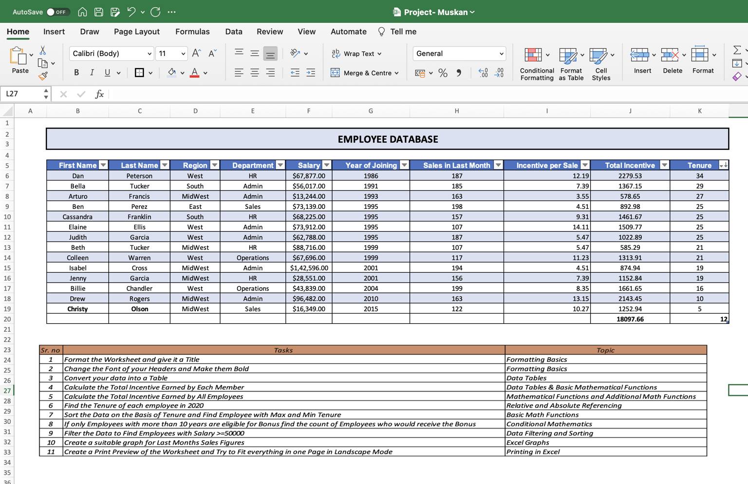 Excel Project - image 1 - student project