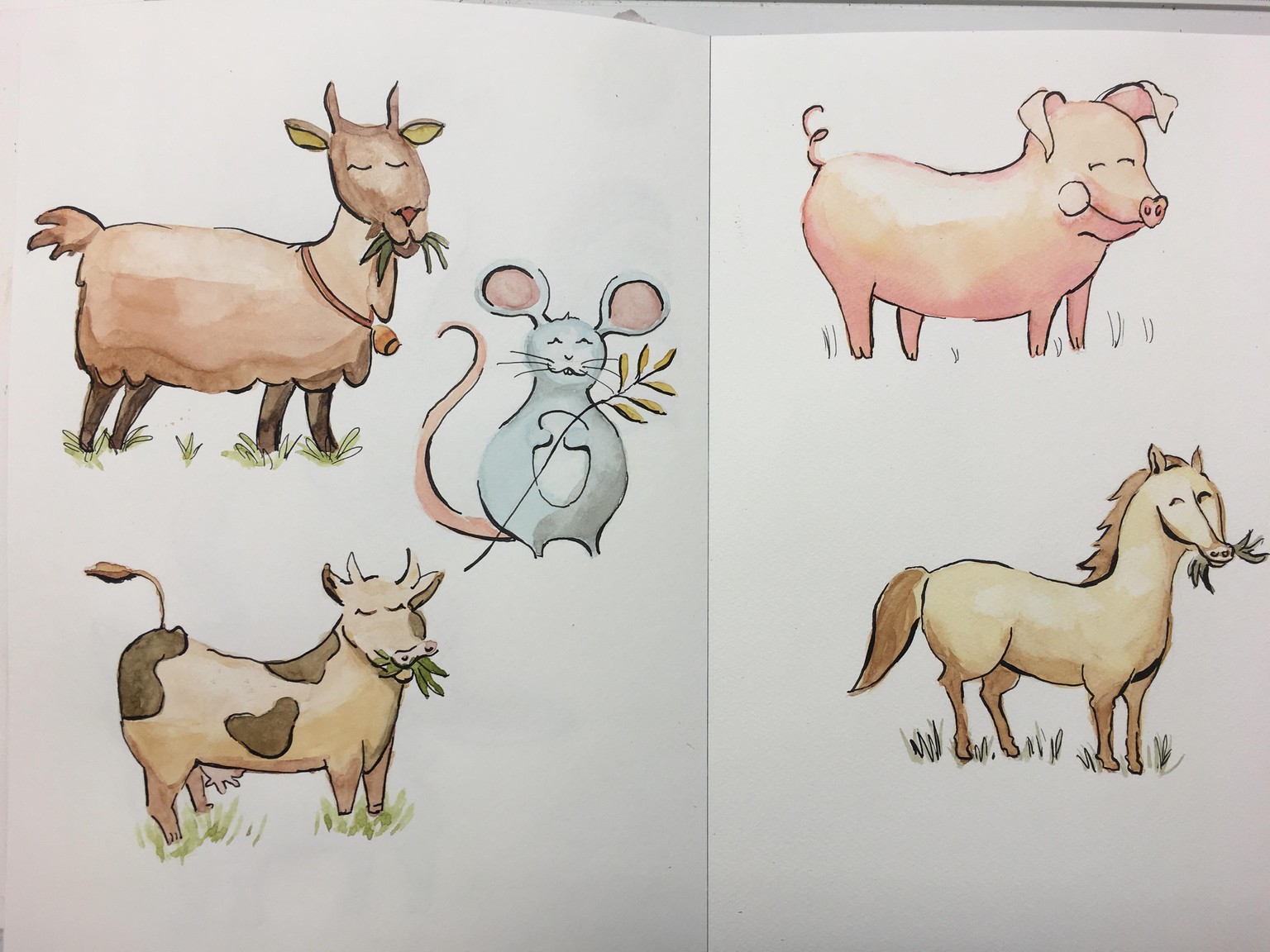 Watercolor Illustration Farm Animals - image 1 - student project