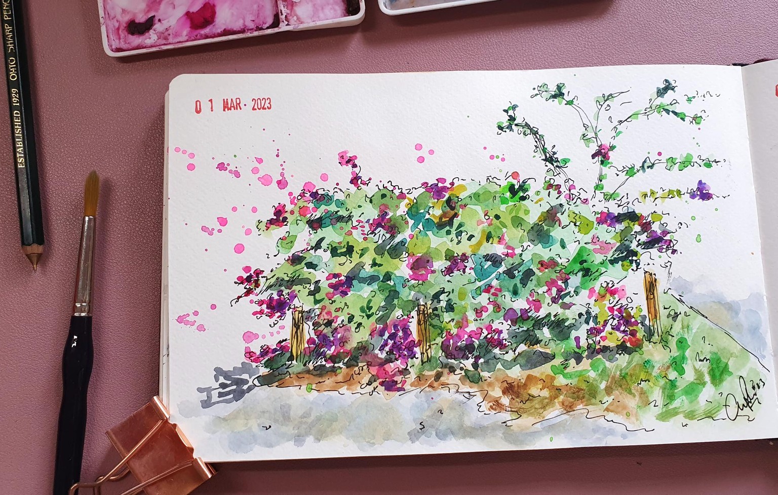 loose watercolor with trees - image 3 - student project