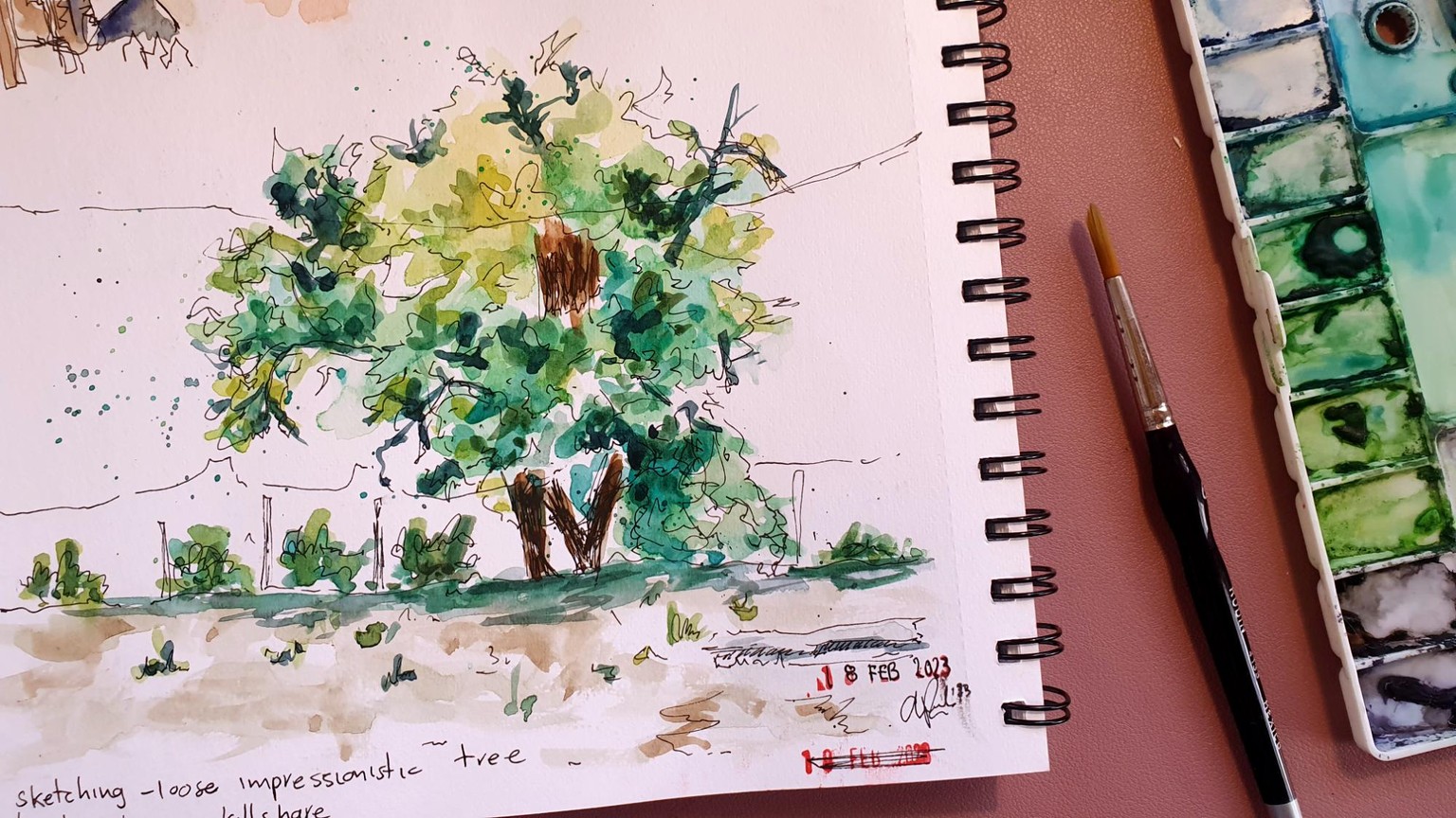 loose watercolor with trees - image 1 - student project