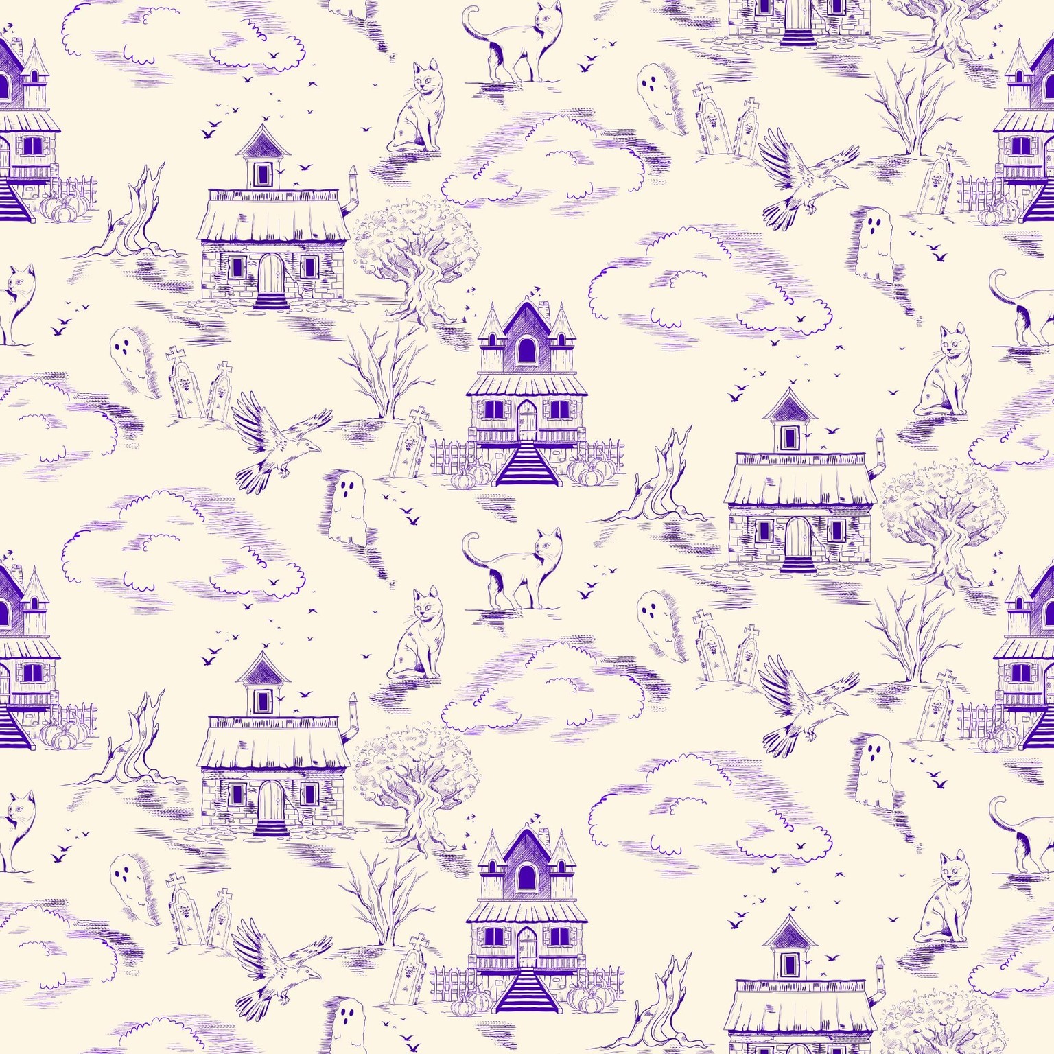 Halloween Toile Du Jouy Pattern - image 2 - student project