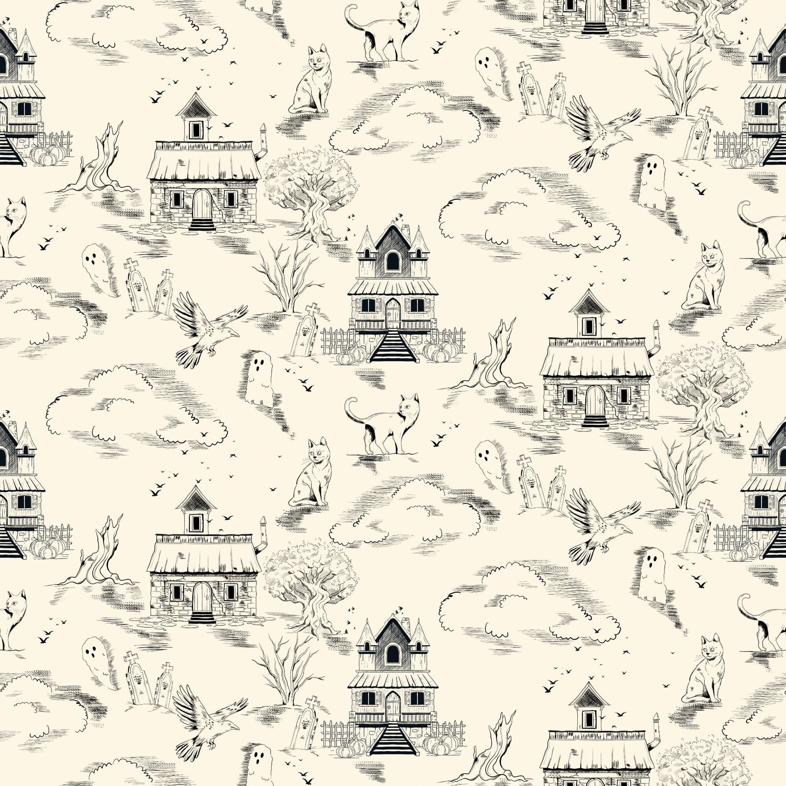 Halloween Toile Du Jouy Pattern - image 1 - student project