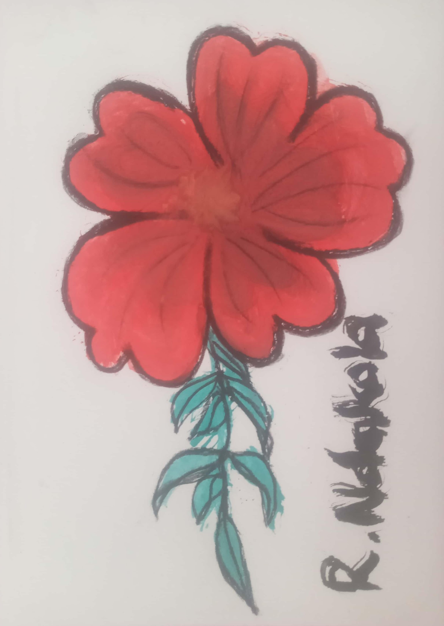 Floral watercolor and charcoal - image 1 - student project