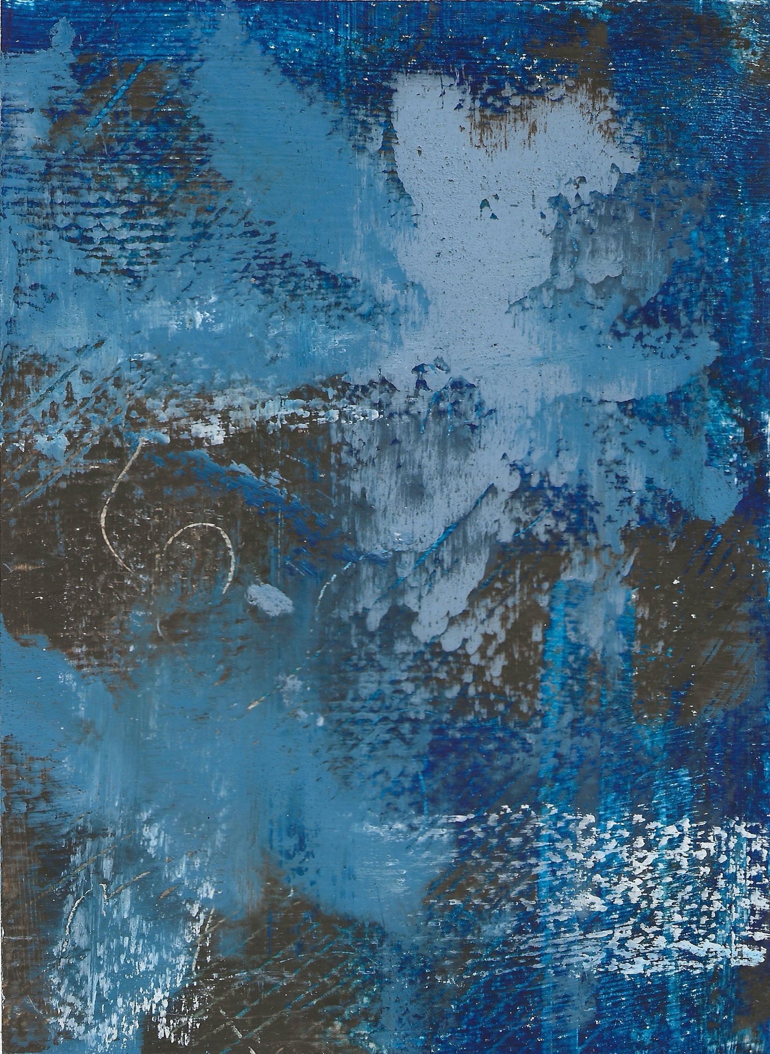 Blue feelings of happiness (cold wax medium + oil paint) - image 5 - student project