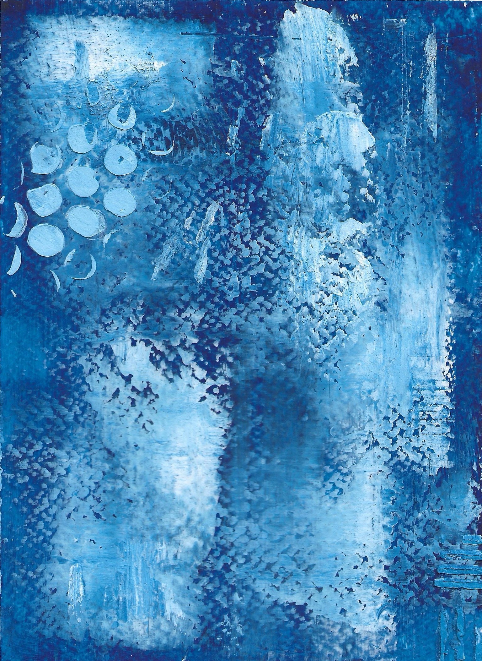 Blue feelings of happiness (cold wax medium + oil paint) - image 2 - student project