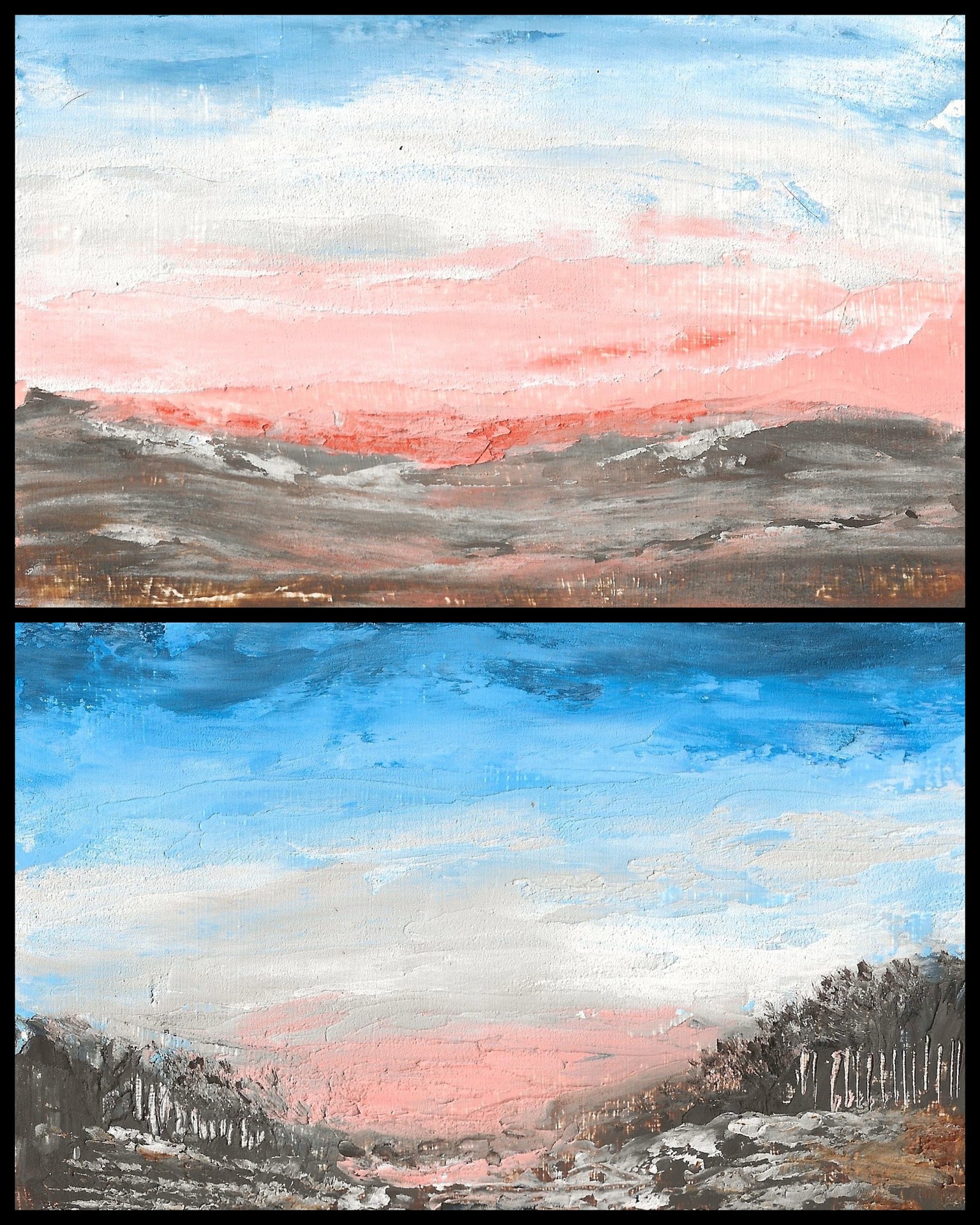 Mini landscapes in cold wax medium+oil paint - image 8 - student project