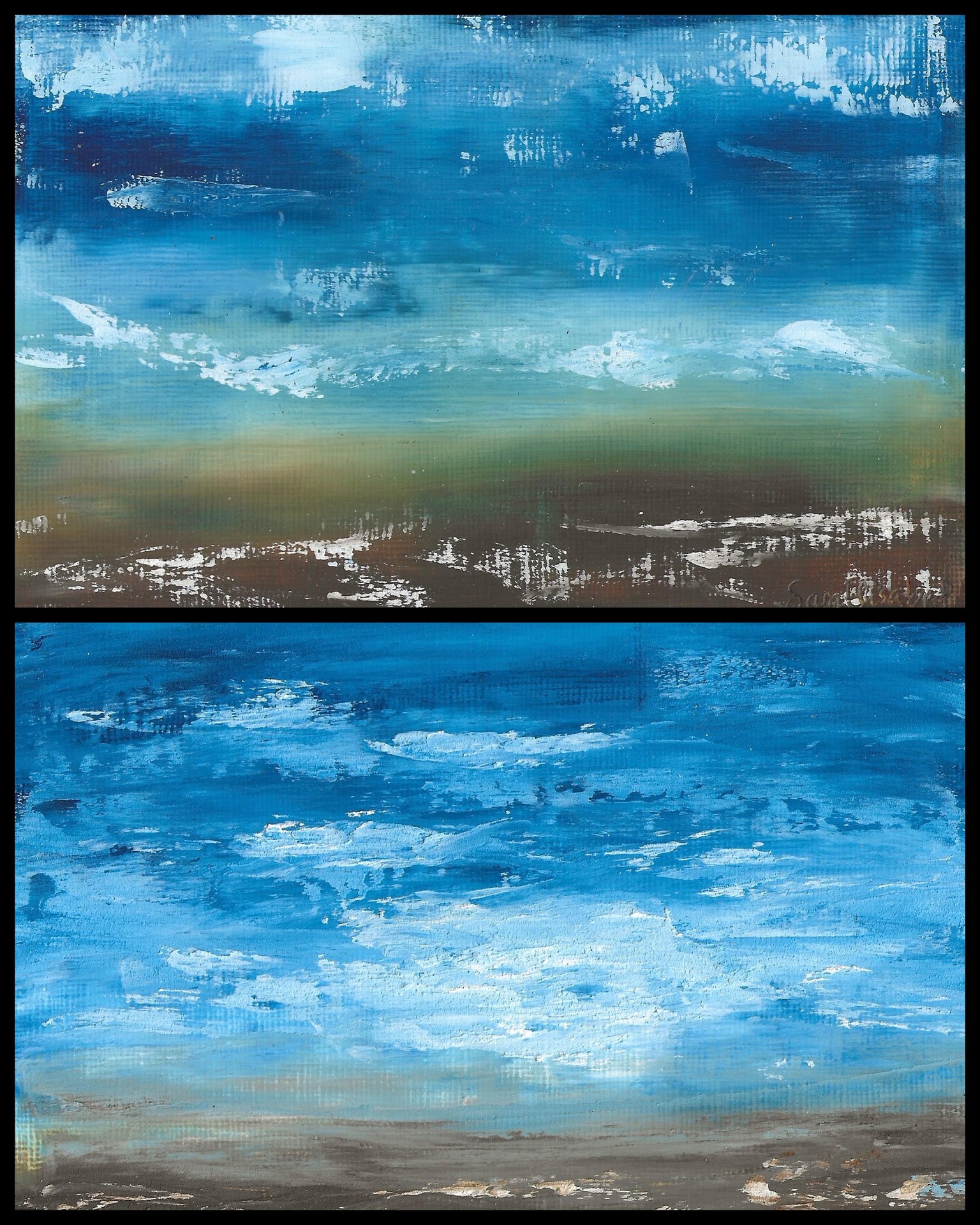 Mini landscapes in cold wax medium+oil paint - image 2 - student project