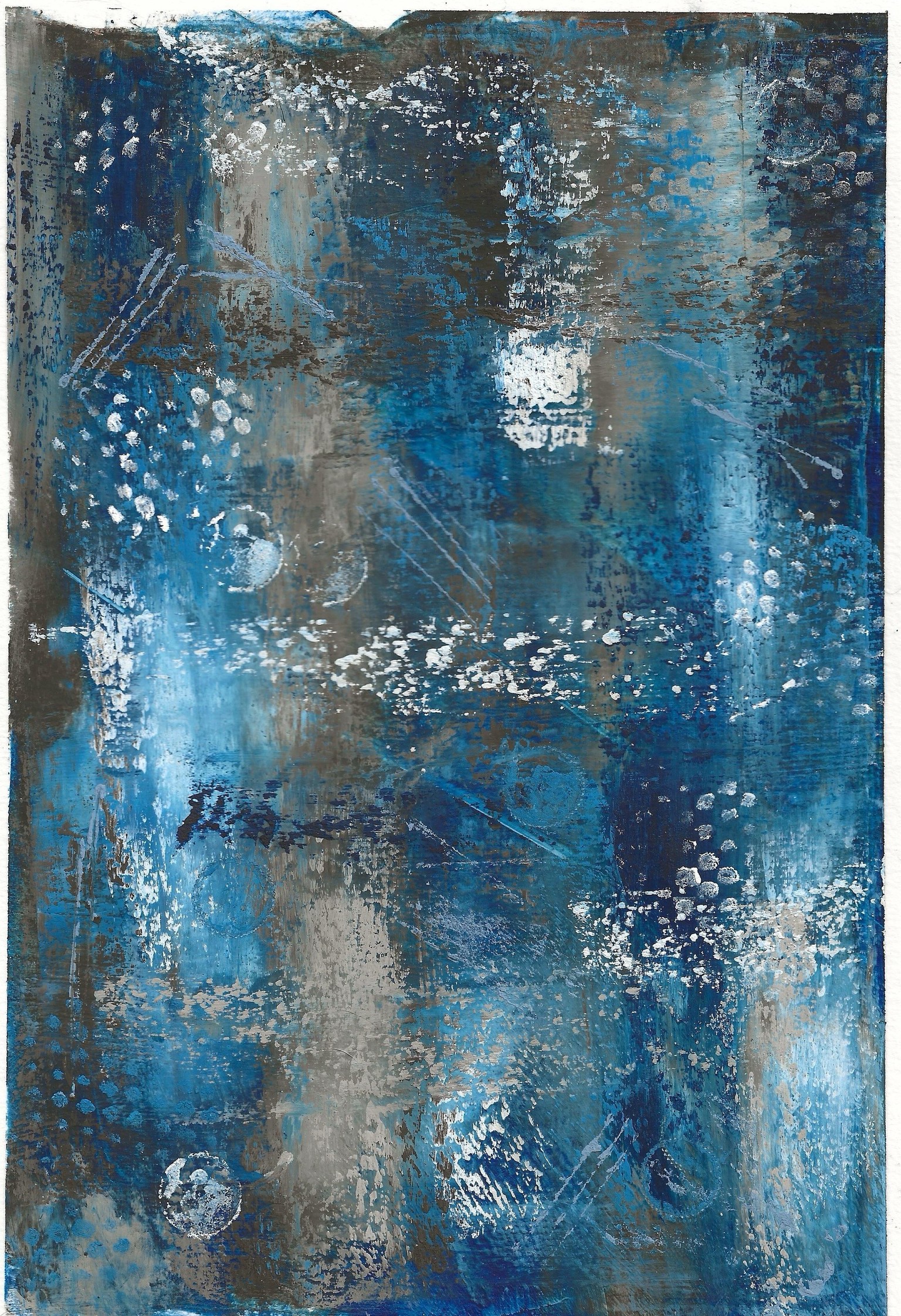 Blue feelings of happiness (cold wax medium + oil paint) - image 1 - student project