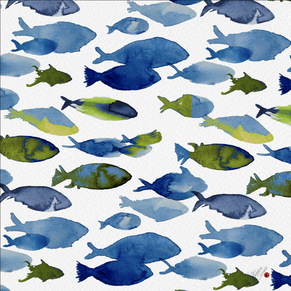 Watercolor Fish surface patterns - image 3 - student project