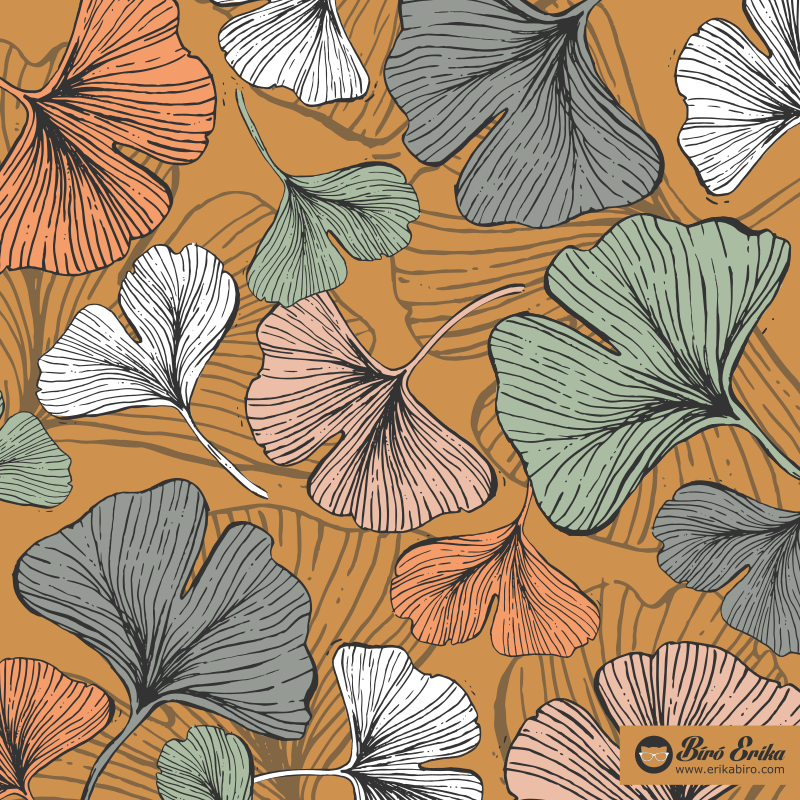 Ginkgo hand drawn line art - image 5 - student project