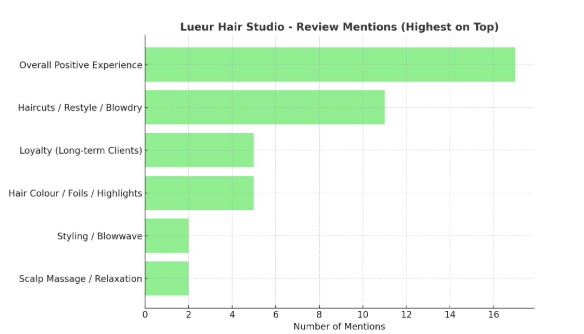 Analyse and tally 17 Reviews for a reginal hairdresser - image 1 - student project