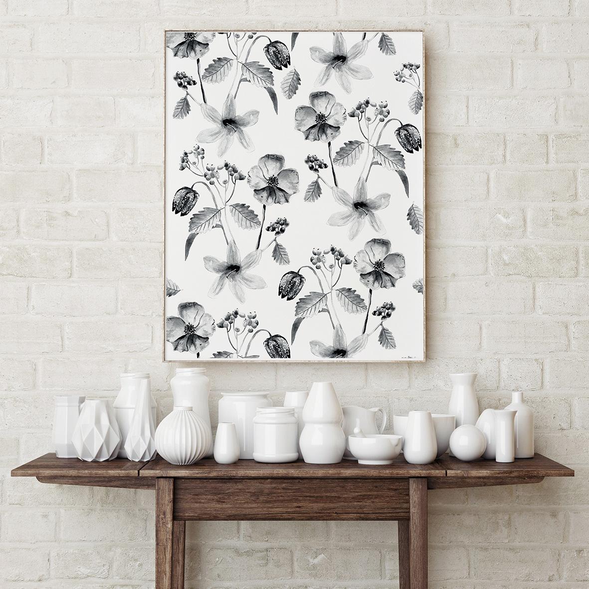 Monotone Watercolor Florals - image 4 - student project