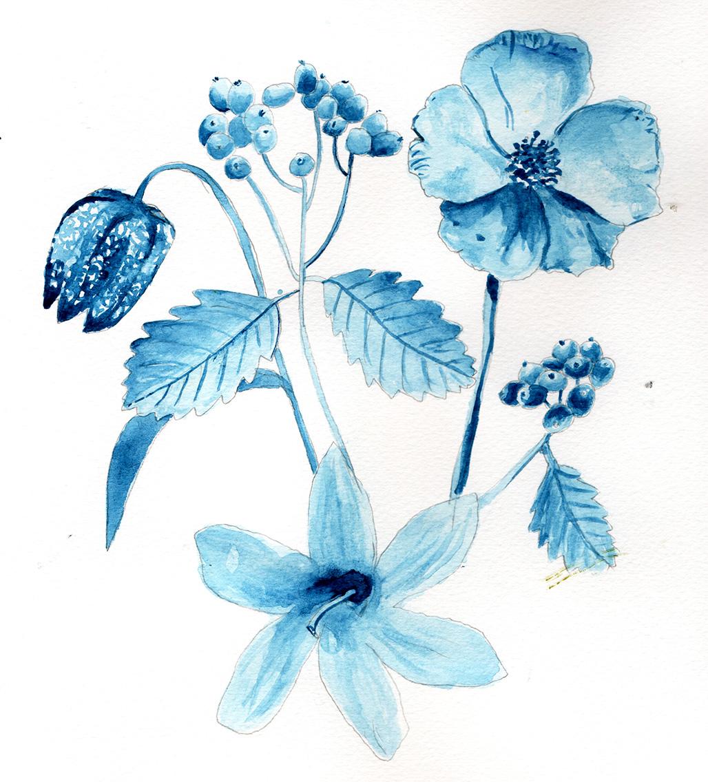 Monotone Watercolor Florals - image 1 - student project