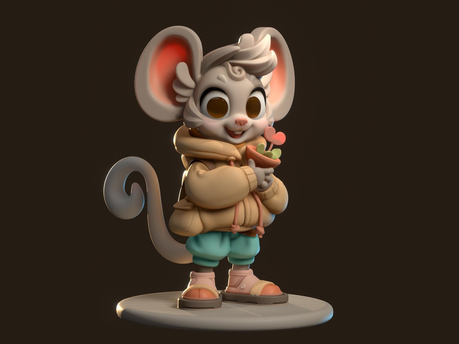 A mouse in mouse pants holding a house plant :) - image 1 - student project