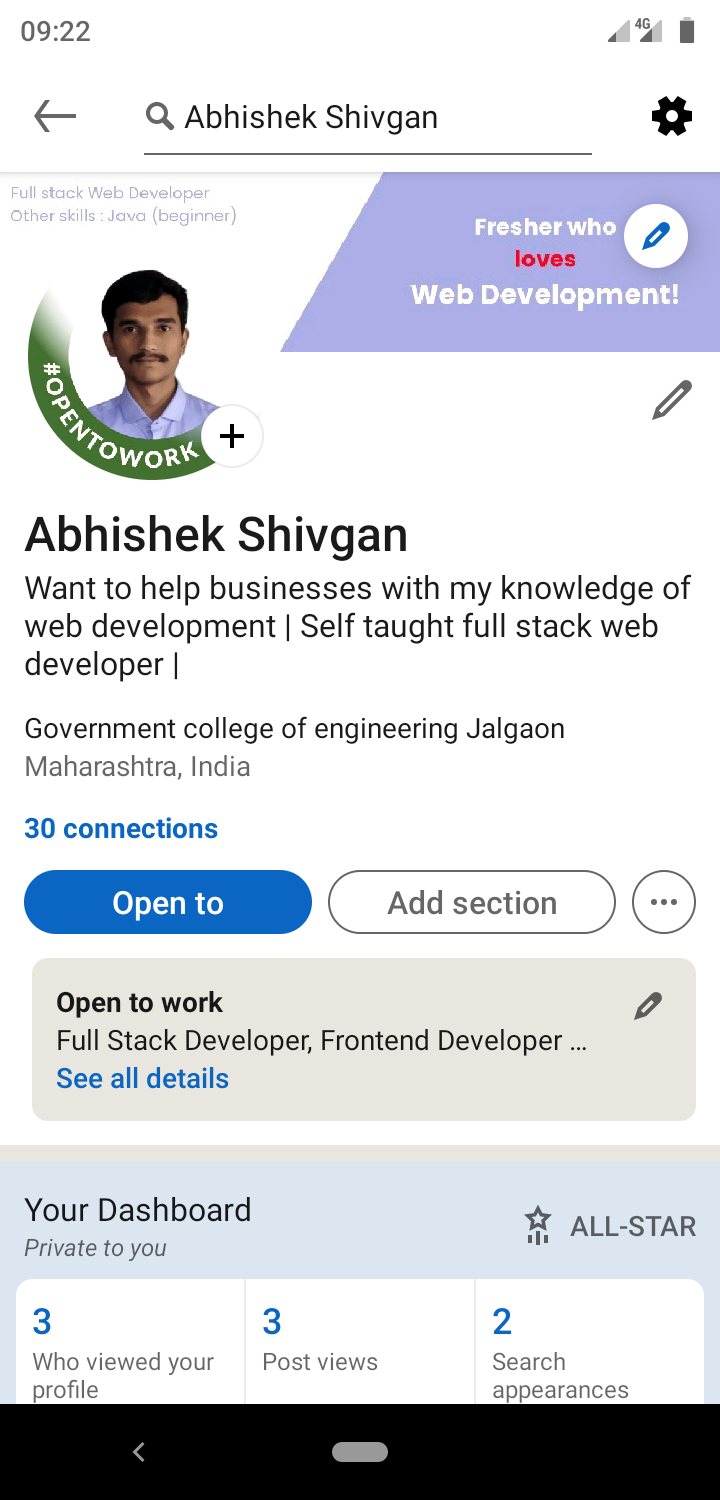 Optimized linkedin profile - image 1 - student project