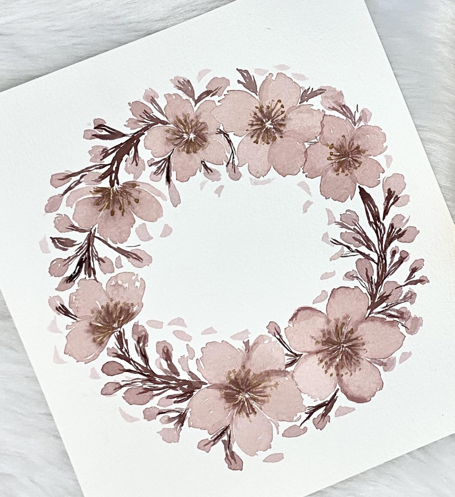 Vintage Cherry Blossom Wreath - image 1 - student project